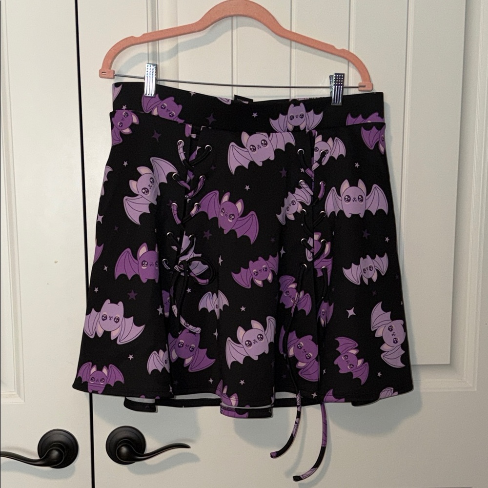 Black and Purple Bat Skater Skirt